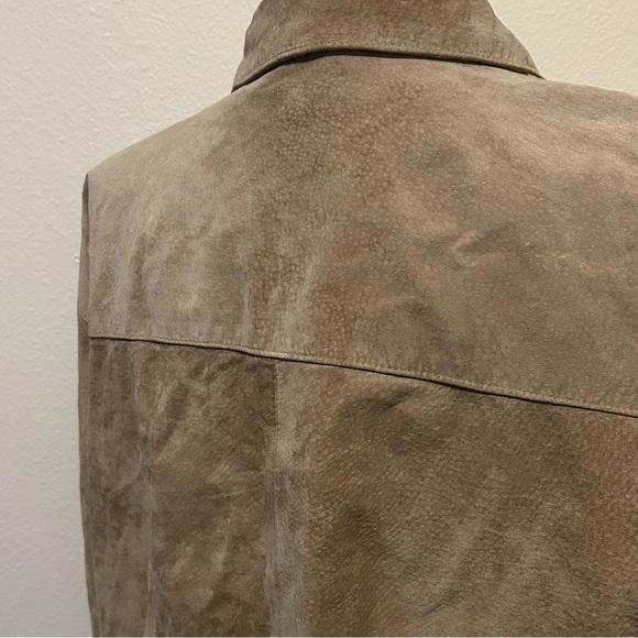 Vintage tan genuine suede shirt jacket shacket size 2X  Great Nothwest fair cond - Picture 4 of 12